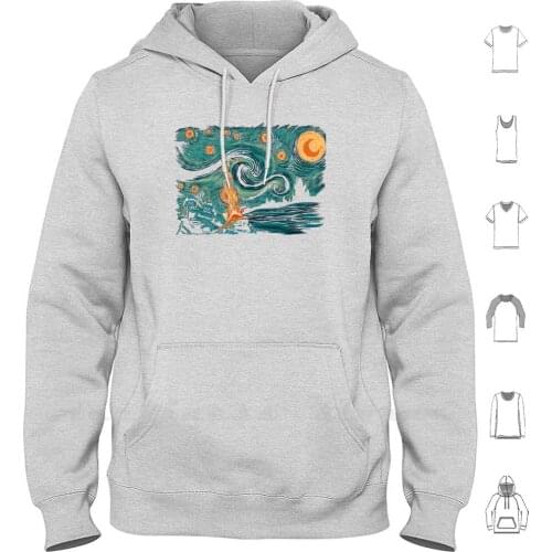 Starry Souls Hoodie Long Sleeve Starry Night Van Gogh Dark Gaming Video Games Knight
