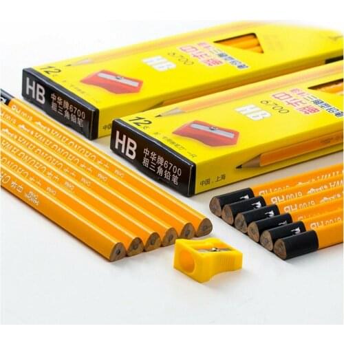 Triangle Pencil Big Grip Posture HB Thick Rod Children Kindergarten Primary 12Pcs