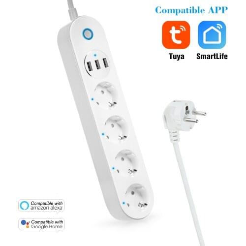 Power Strip Socket Smart Tuya Vioce Control Timer Switch Phone App Remote WIFI EU Power Swich for Alexa Google Home