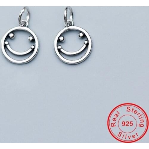 UQBing Fashion 925 Sterling Silver Round Circle Smile Face Vintage Charms Jewelry Findings