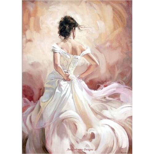 Embroidery Counted Cross Stitch Kits Needlework - Crafts 14 ct DMC Color DIY Arts Handmade Decor - White Skirt Dancer