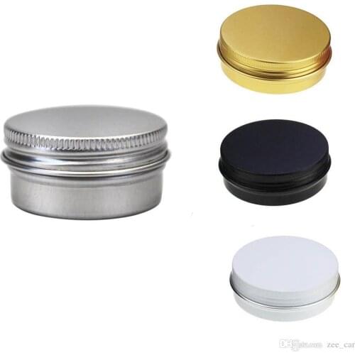 1/2 oz Aluminum Tin Jars Screw Cap Round Storing Can Container Cosmetic Metal Tins Empty Container 15ml white black gold