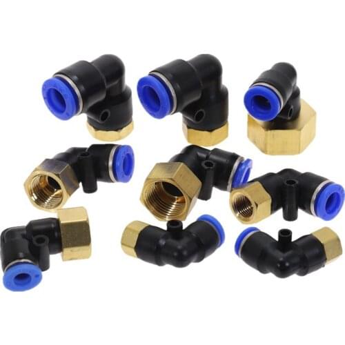 10PC PLF" Pneumatic Connector Hose OD 4-12mm - Female Thread M5'' 1/8'' 1/4'' 3/8'' 1/2'' Elbow Connector Tube Air Push Fitting