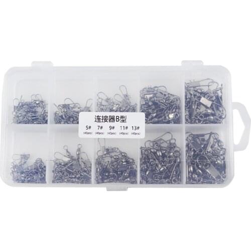 200pcs/box Type B Connector Fishing Gear Fishing Swivels Solid Rings Supplies Metal Connector Fishing Accessories Box-packed