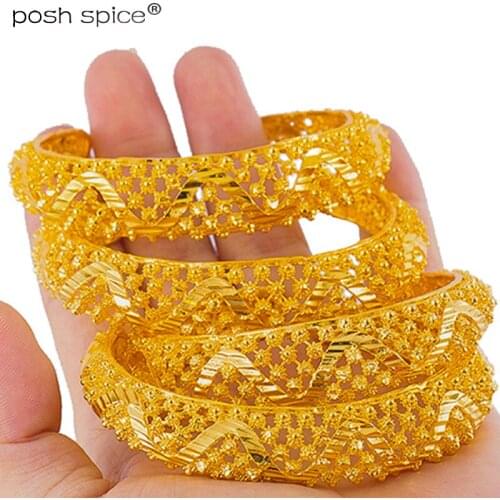 4pieces/lot Dubai Bangles for Women Ethiopian Bracelets Middle East Saudi Arabia Gold Bangle Islam Wedding Jewelry African Gifts