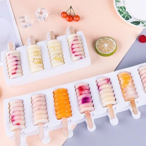 4 Cell Ice Silicone Ice sugar gourd Shape Tray Food Safe Popsicle Molds DIY Homemade Freezer Ice Lolly Mould Home kitchen tools