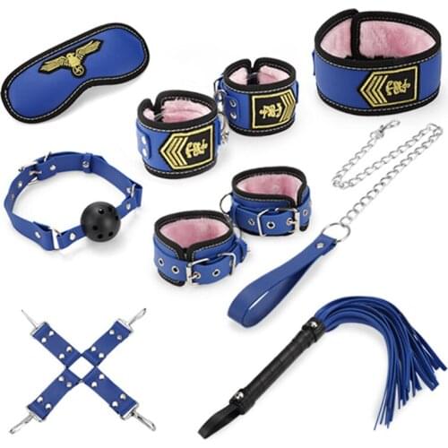8PCS/set Bondage Set Policewomen Nurses Sex Uniform Set Adult Games Bdsm Collar Bondage Restraints Whip Handcuffs Gag
