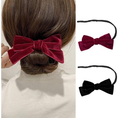 Velvet Bow Magic Hair Buns Donut Hair Maker Clip Hair Curler Fashion Women Girls DIY Hairstyle Headbands Tools Accessory