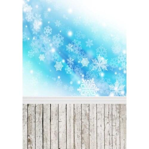 White Wooden Floor Photography Backdrops Snowflakes Blue Pastel Background for Photo Studio Children Kids Baby Shower Photophone