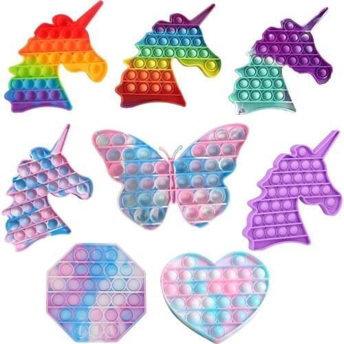 Keychain Children Adult Fidget Toys Color Push Bubble Sensory Toy Mini Antistress поп ит Fidget Toys To Relieve Autism Cheap