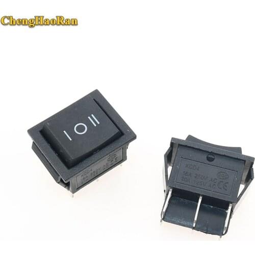 ChengHaoRan 1pcs KCD4 black Rocker Switch Power Switch ON-OFF-ON 3 Position 6 Pins No lights 16A 250VAC/ 20A 125VAC