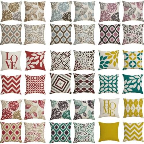Throw Pillow Cover Home Design Geometric Cushion Cover 45x45cm Cotton Linen Pillowcase Sofa Decorative Pillow Case Cojines