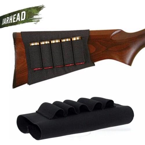 Rifle 5 Shells Buttstock Shell 12 20 Gauge Cartridge Holder Elastic Loops Airsoft Military Ammo Cartridge Black Holder Bag