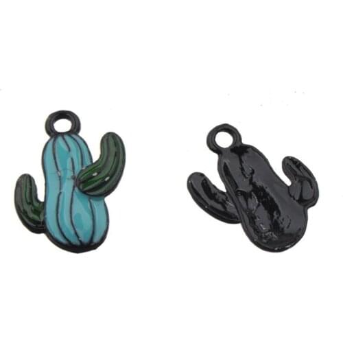 Designer Charms For Bracelets In Bulk DIY Accessories Jewelery Festival Pendants kawaii Cactus 15X11mm Green Enamel 10pcs/bag