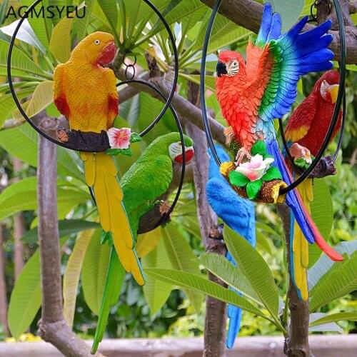 Simulation Resin Parrot Home Decor Handicrafts, Creative Animal Bird Model Garden Wedding Decoration Gift Fairy garden AGMSYEU