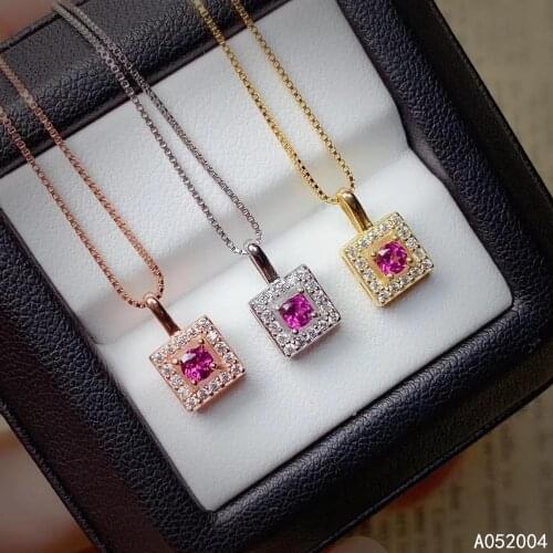 KJJEAXCMY Fine Jewelry 925 Sterling Silver Inlaid Natural Gemstone Garnet Female Miss Woman Pendant Necklace Noble Support Test