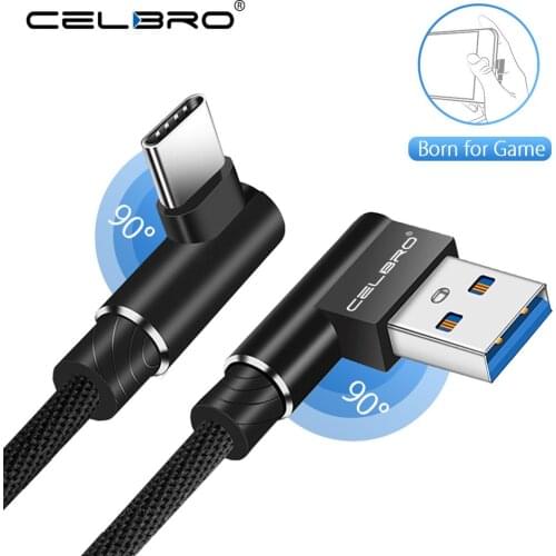 90 Degree Usb Type C Fast Charger Cable 3A Usbc For Samsung galaxy S20 Ultra Note 10 Plus S10 Lite One Plus 7t Pro 7 1/2/3 Meter