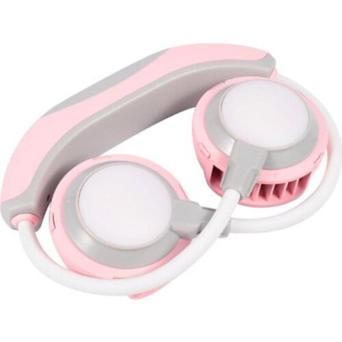 Portable Personal Colorful LED Neckband Neck Hanging Dual Cooling Mini Fan USB Rechargeable 3 Speed Adjustable Air Cooler