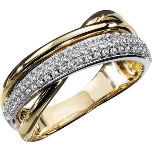 Fashion Two Tone Cross Ring for Women, Elegant Accessory for Daily Wear, Elegant Prom Party Jewelry Wedding Ring