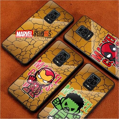 Marvel Hero Comic Fashion For Xiaomi Redmi Note 10 10S 9T 9S 9 8T 8 7 Phone Case Tempered Glass Hot New Shell Luxury Cove