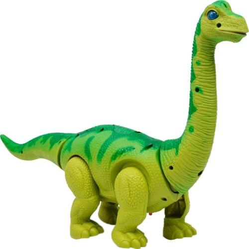 Battery Operated Walking Dinosaur Brachiosaurus Egg Laying Action Toy for Children Green