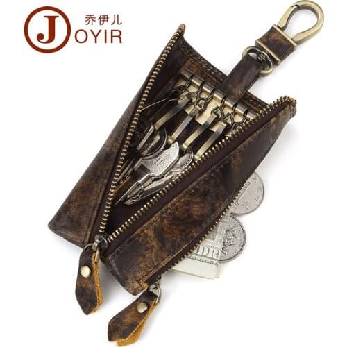 New dermis car key bag man fashion leisure key wallet solid color cowhide multifunction housekeeper holders 6 key rings