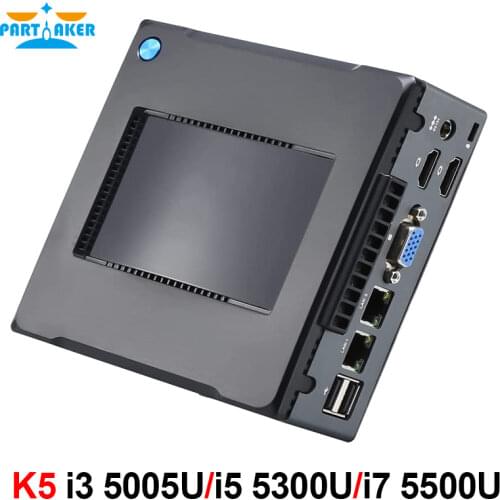 Partaker K5 NUC Mini PC Intel Core i3 5005U with Dual Lan DP HDMI TYPE-C Desktop Gaming Computer mSATA SSD Support Windows Linux