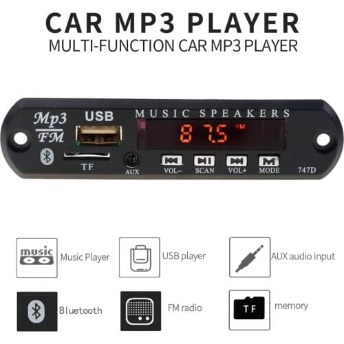 Kebidu Bluetooth 5-12V MP3 WMA Decoder Board Wireless Car Vehicles Audio Module USB FM TF Radio Newest For Car MP3 Accessories
