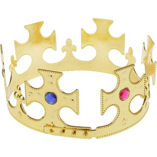 Prettyia Novelty Gold Plastic Kings Queens Crown Royal Fancy Dress Party Costume Hat Headwear Crown Fancy Dress Accessories