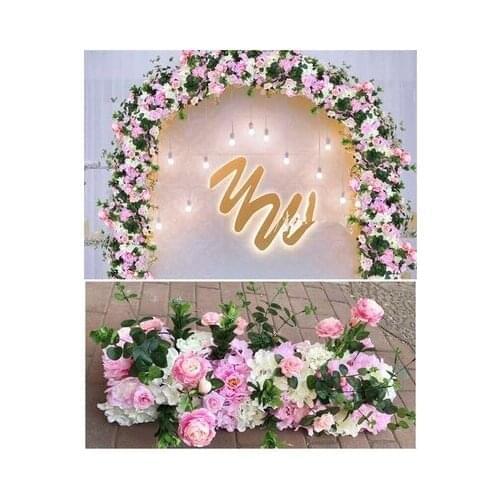 Pink white with grass green Wedding Pavillion Flowers strips arch flower decoration Wedding Decoration 4M x 24cm