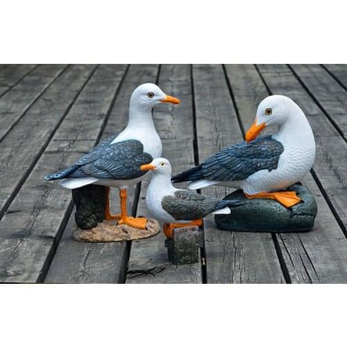 Garden supply Resin seagul Statue home garden animal Figurine sea mew Model decoration ornament creative garden sculpture