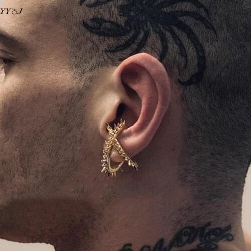 X shape ear cuff earrings without piercing no hole Rivet Cone oval C cross men women punk gothic jewelry 2021