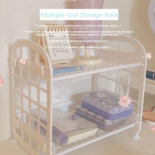 Foldable Desk Shelf Small Storage Rack Home Storage Utility Sundries Plastic Holder Kitchen Organizer Bathroom Storage Shelves