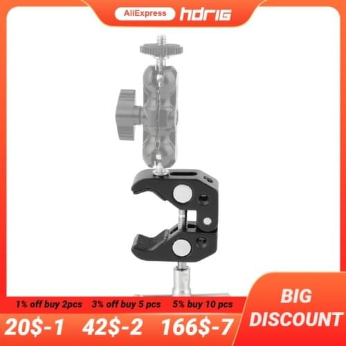 HDRIG Super Clamp Crab Pliers Clip With 1/4 And 3/8 Threads & Locating Holes For DSLR Camera Accessory