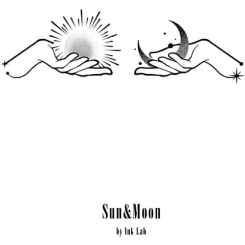 24MM×40MM Sun Moon Hand Tattoo Sticker Waterproof Men and Women Lasting Dark Gothic Clavicle Couple