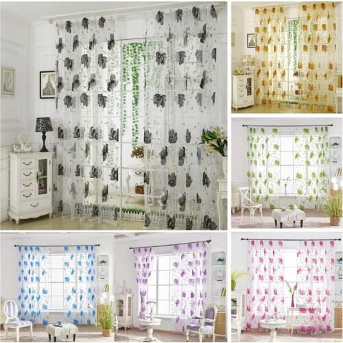 Flower Yarn Curtain Panels for Living Room Kitchen Window Treatments Tulle Sheer Curtains for Kids Bedroom Jinya Home Decor