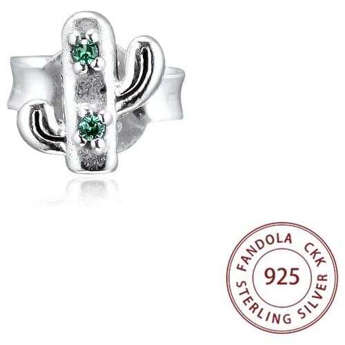 100% Real 925 Sterling Silver Earring My Lovely Cactus Single Stud Earrings for Women Fashion Jewelry pendientes brincos