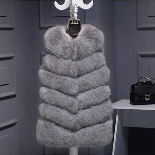 High Quality Faux Fox Fur Vest Women Red Vests 2020 Winter Thicken Warm Fashion Luxury Coat Female Winterjas Dames White/Black