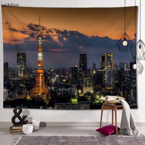 Famous Tokyo Tower Tapestry Customizable Bohemian Wall Hanging Room Carpet HD Tapestries Art Home Decoration Accessories