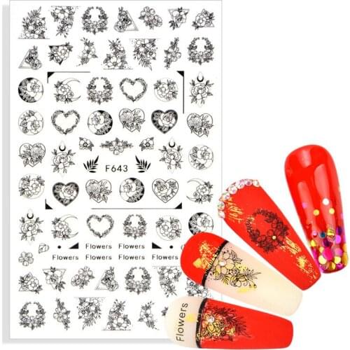 1 Sheet 3D Nail Sticker Cool English Letter Nail Art Decoration Foil Love Heart Design Nails Accessorie Fashion Manicure Sticker