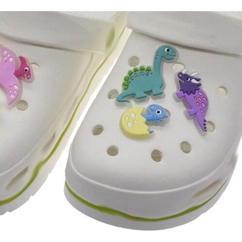 1pcs Cute Dinosaur Shoe Decorations For Croc Luminous PVC Fluorescence Glowing Shoe Accessories Kids Gifts