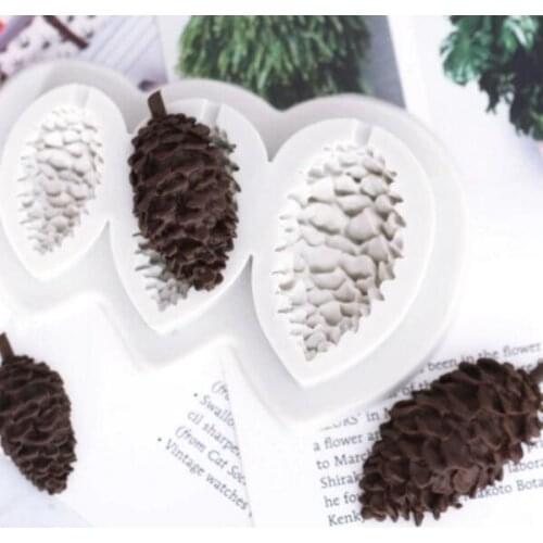3 hole Pine cones Silicone mold fondant molds chocolate mould silicone fondant mold Candy Chocolate moulds soft clay resin Molds