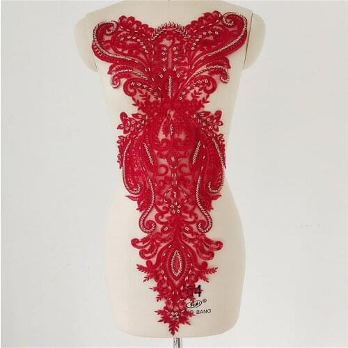3 pieces Large Heavy Beaded Lace Bodice Applique Couture Altering Applique
