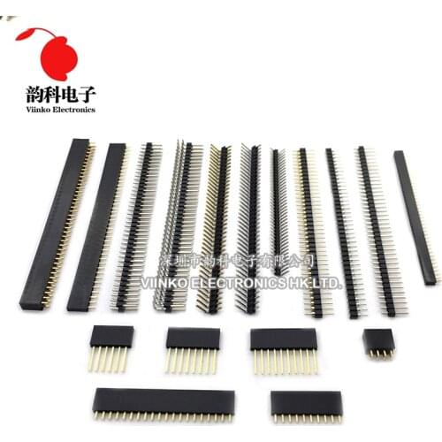 5pcs Gold Plated 2.54mm 40 Pin Single Row Male Round Pin Header Connector 1x40 40PIN