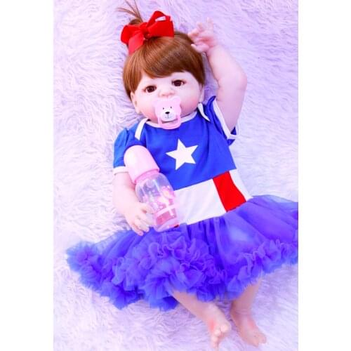 57cm Full Body Silicone Reborn Baby girl Doll Toy Lifelike Vinyl Newborn Babies collectible menina play house kids birthday gift