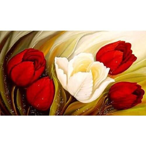 5D DIY Diamond Painting Full Round Swinging Tulip Mosaic Art Cross Stitch Painting Flower Kit Embroidery Sticker Decoration Home