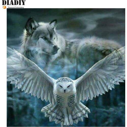 NEW Arrival 5D Full Square/Round Diamond Painting Cross Stitch animal Diamond Embroidery Diamond Mosaic Snow owl wolf