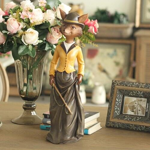 American country retro old villa luxury jewelry ornament crafts resin decoration Home Furnishing Miss Fox