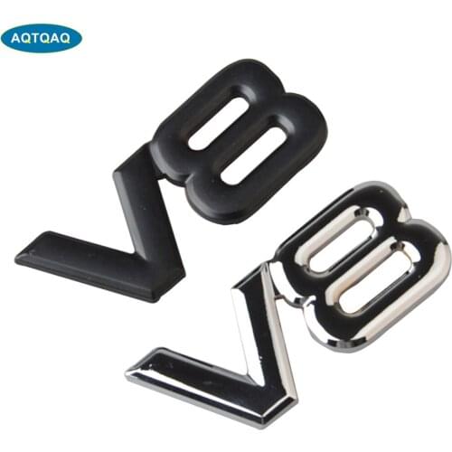 AQTQAQ 1Pcs 3D Metal Chrome V8 Car Sticker Logo Emblem Decal Badge Car Body Stickers Universal Auto Decoration