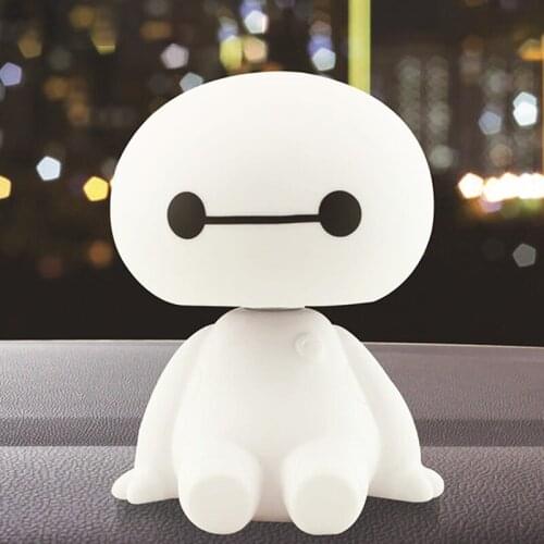 Car Ornament Cute Shaking Head Baymax Robot Doll Automotive Decoration Auto Interior Dashboard Bobble Head Toys Accessories Gift
